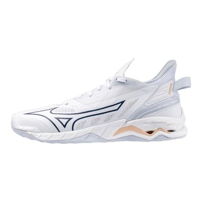 Zapatillas Balonmano Mizuno WAVE Mirage 5 Mujer Blancos / Azul Marino / Naranjas Claro - Chile M948
